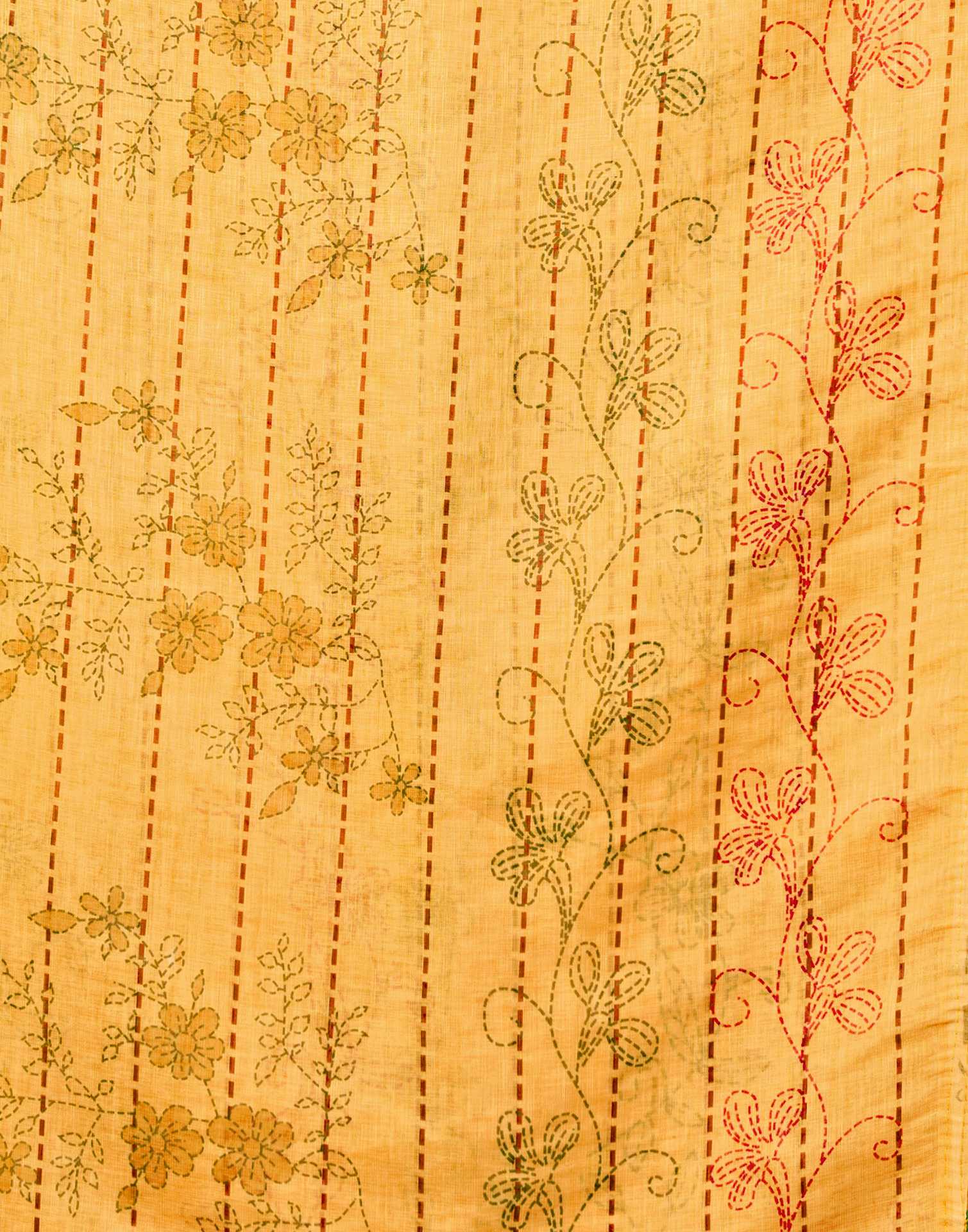 Yellow Linen Printed Saree