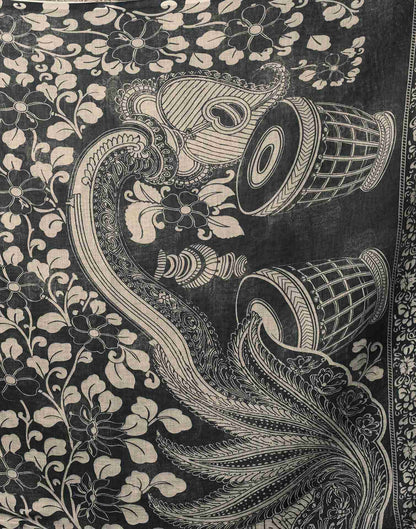 Black Linen Printed Saree