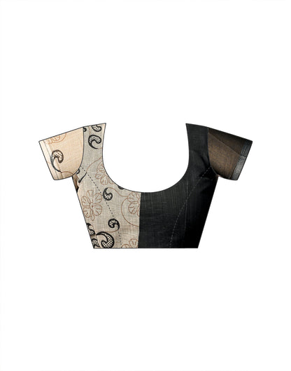 Black Linen Printed Saree