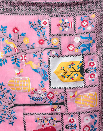Light Pink Chanderi Woven Saree