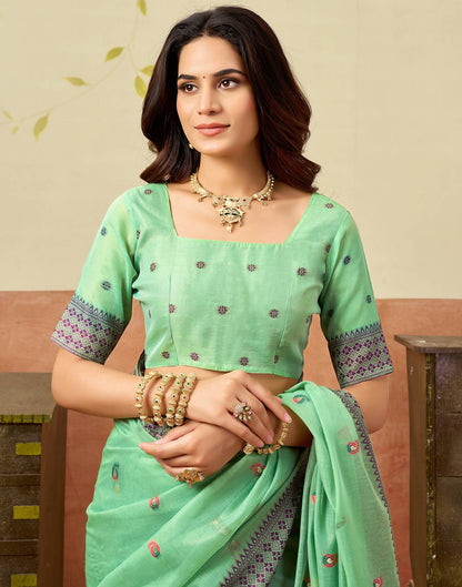 Light Green Chanderi Woven Saree