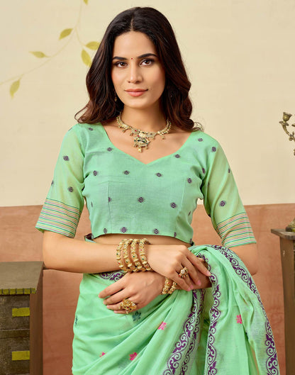 Light Green Chanderi Woven Saree