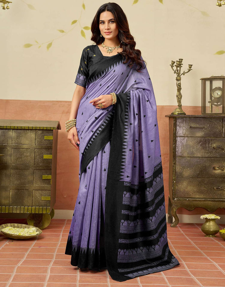 Lavender Chanderi Woven Saree