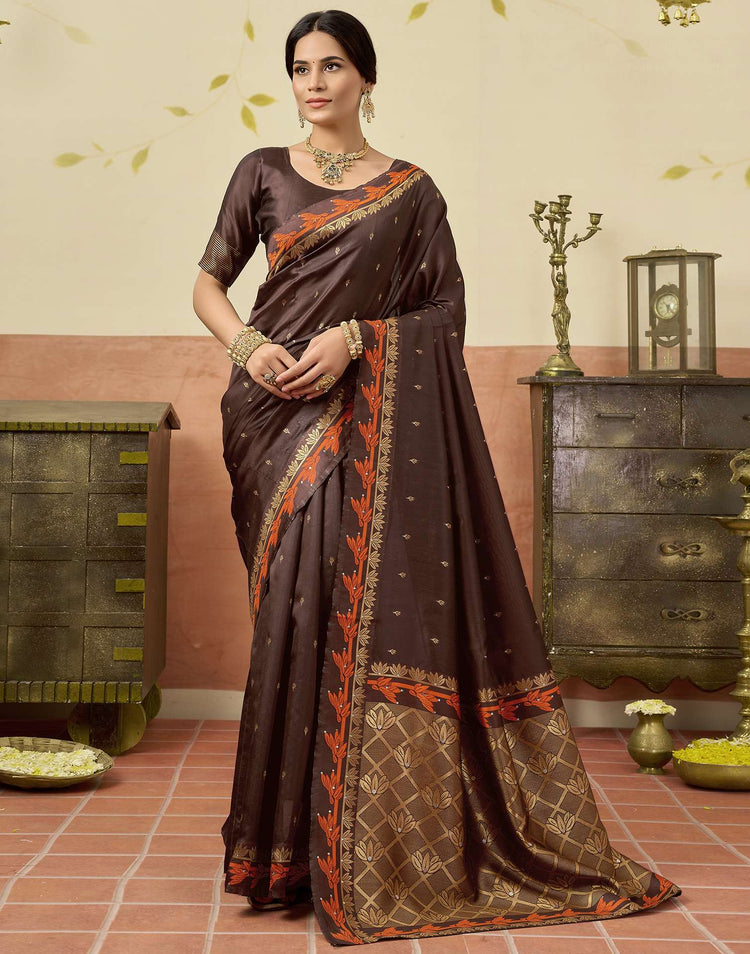 Brown Silk Woven Saree