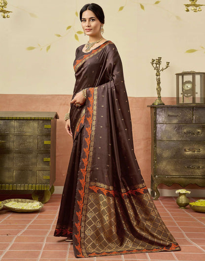 Brown Silk Woven Saree
