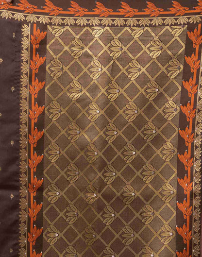 Brown Silk Woven Saree