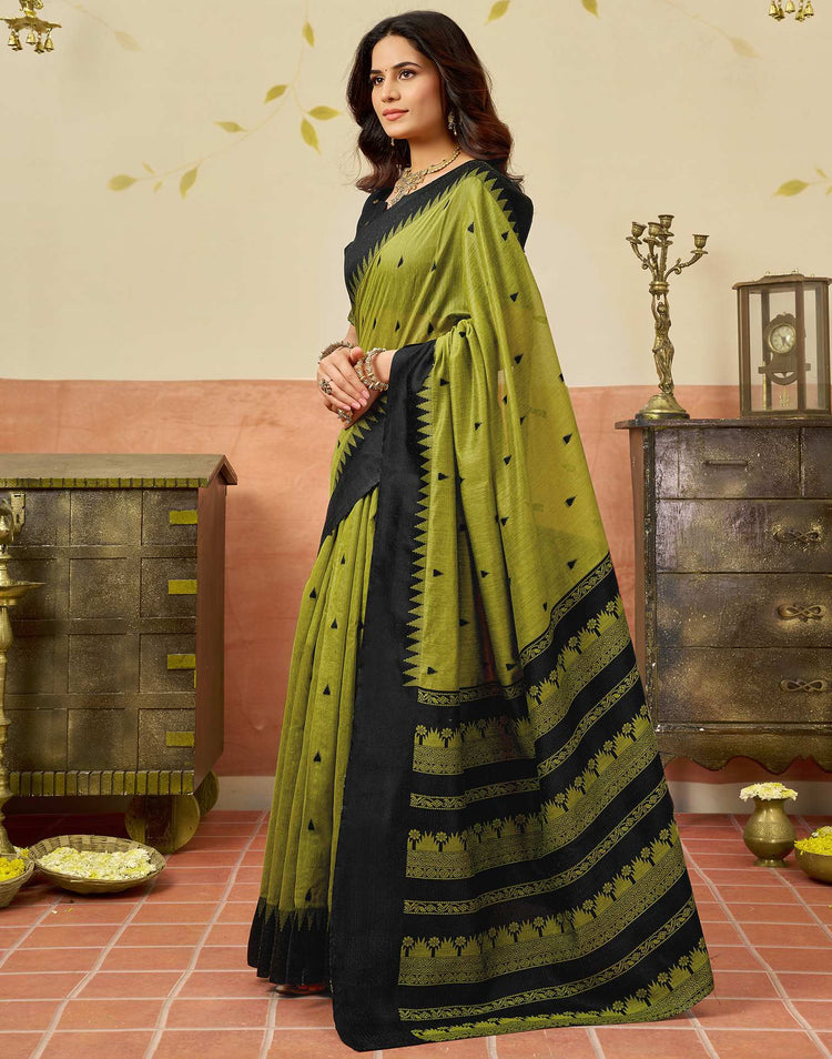 Parrot Green Chanderi Woven Saree