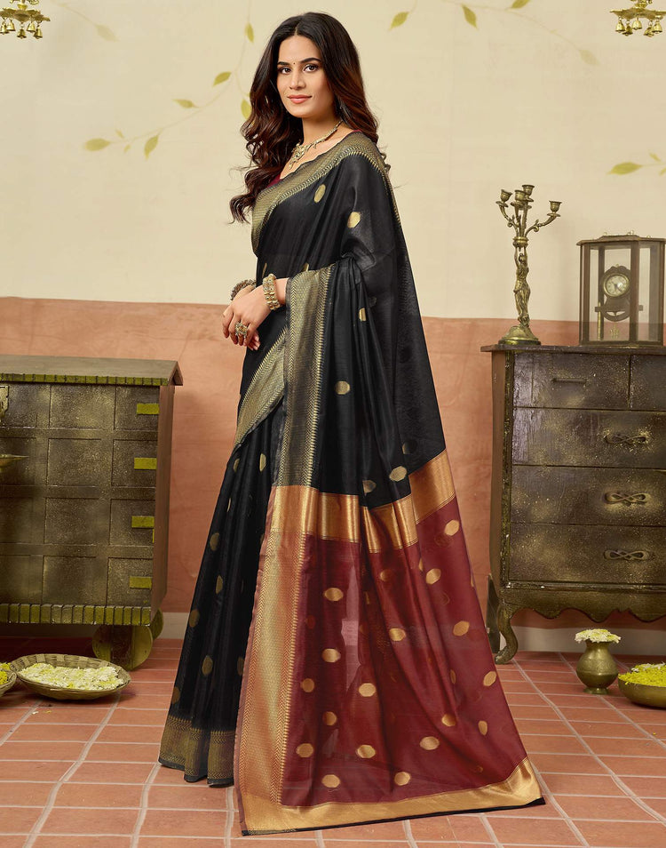 Black Silk Woven Saree