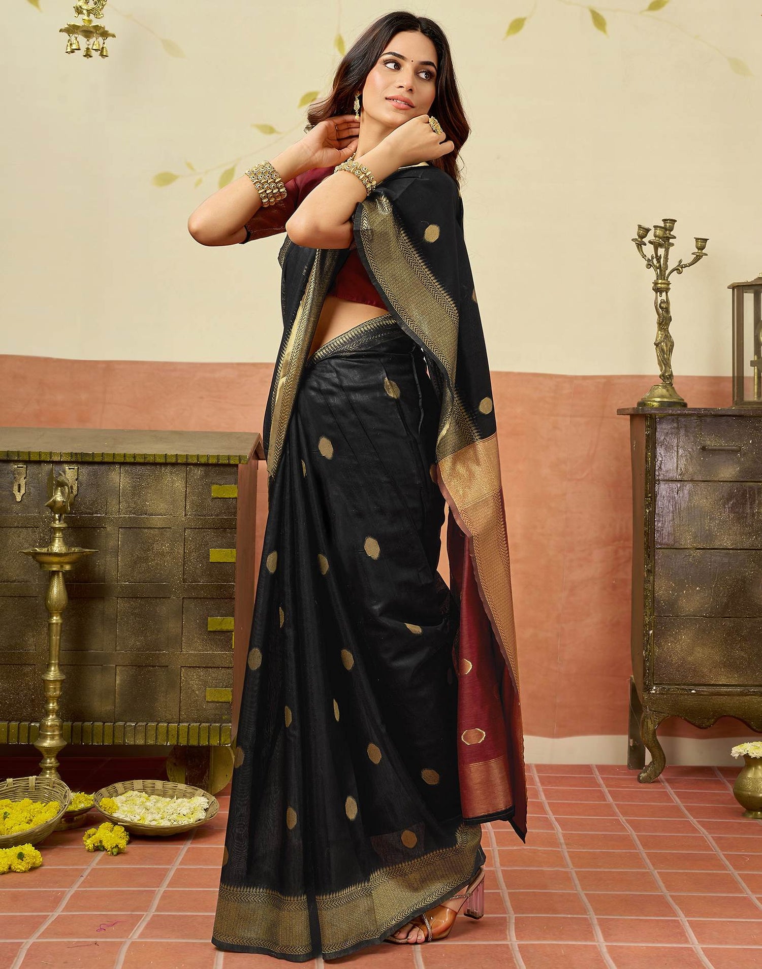 Black Silk Woven Saree