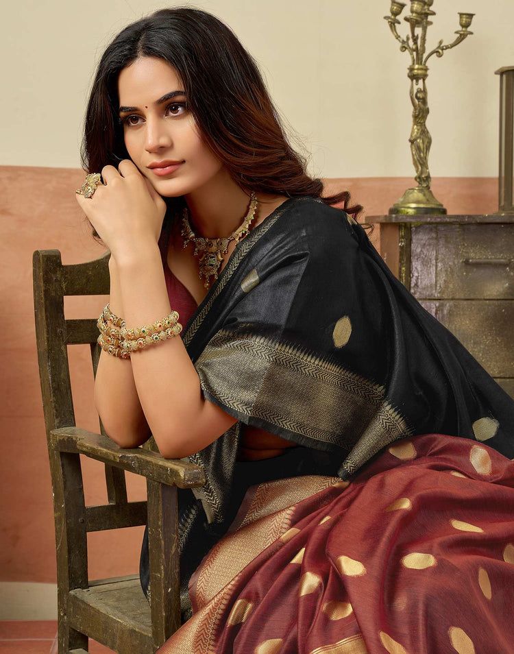 Black Silk Woven Saree