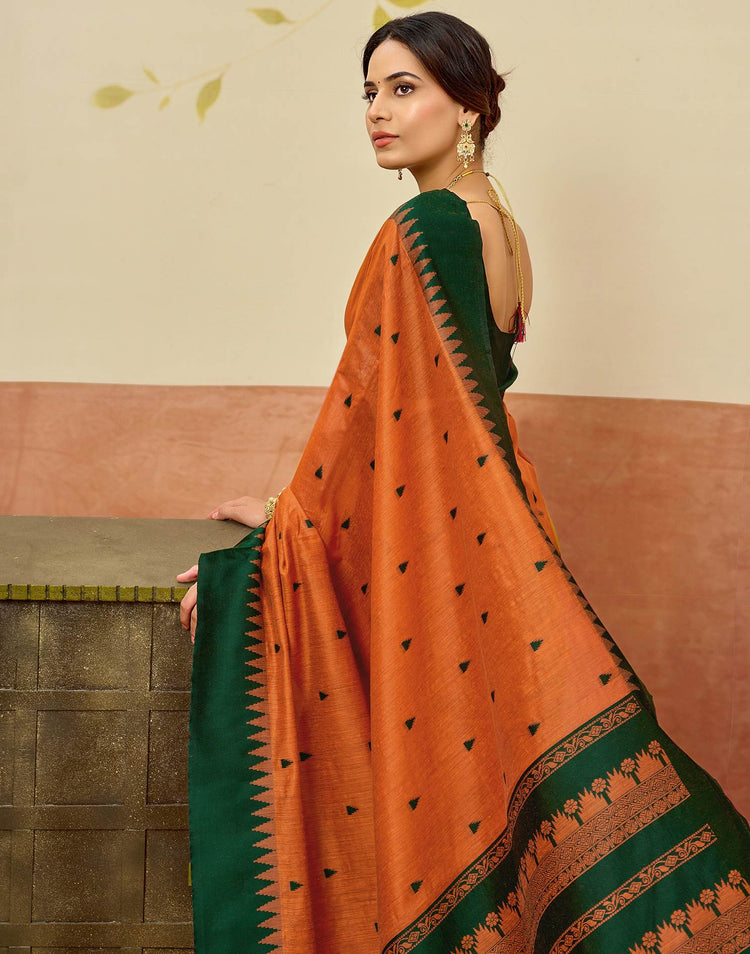 Orange Chanderi Woven Saree