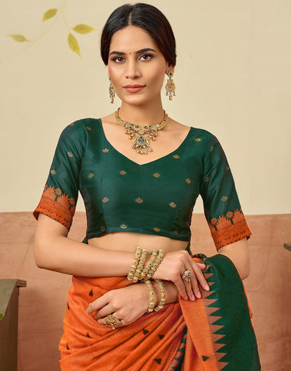 Orange Chanderi Woven Saree