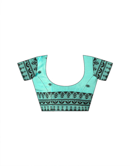 Turquoise Chanderi Woven Saree