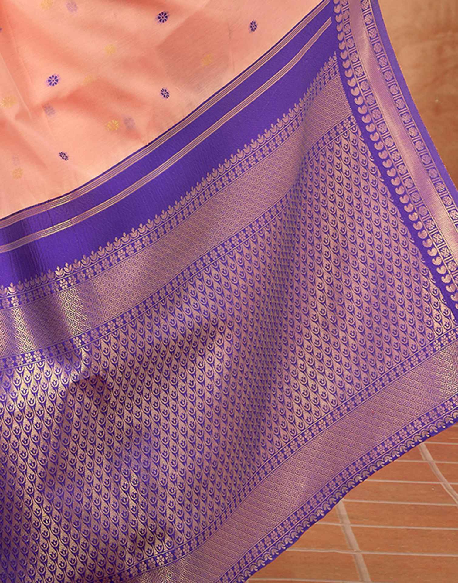 Peach Chanderi Woven Saree