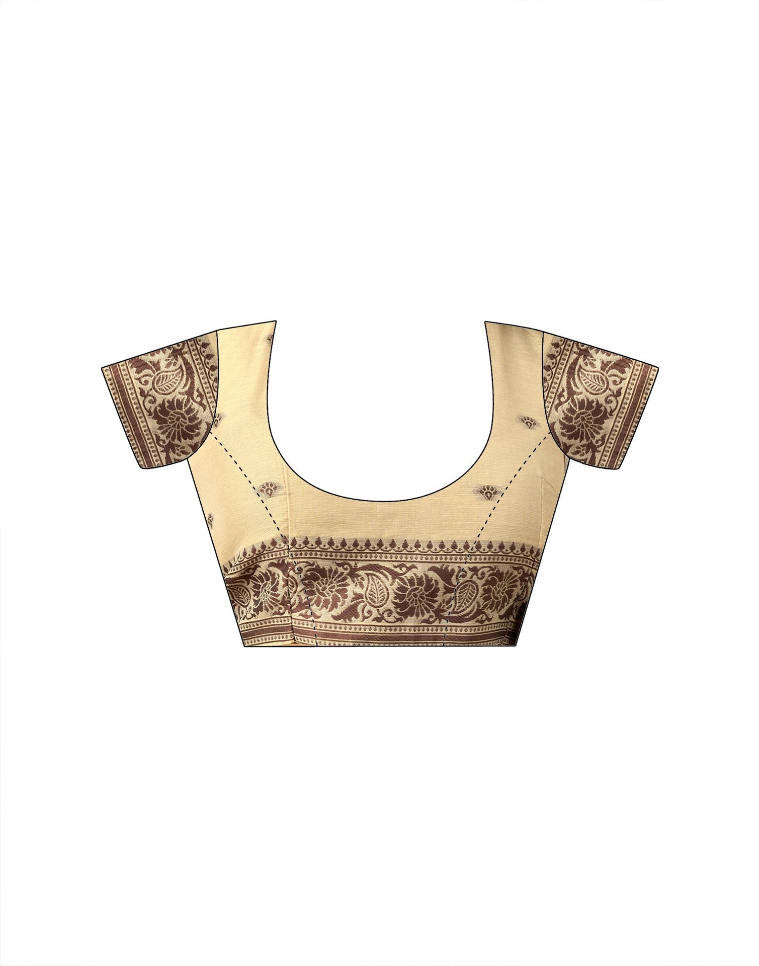 Beige Chanderi Woven Saree