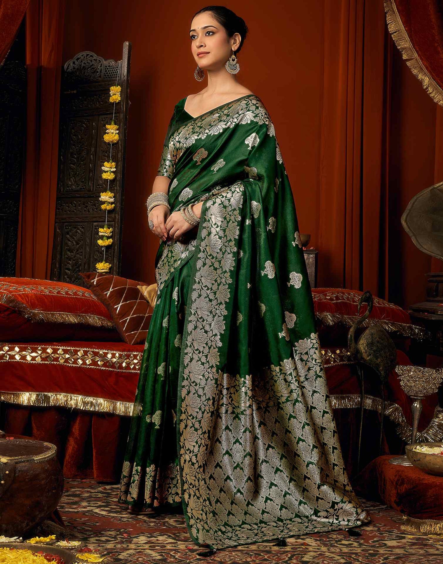 Green Silk Woven Banarasi Saree
