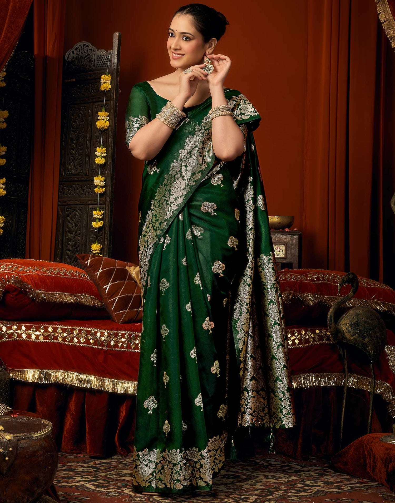 Green Silk Woven Banarasi Saree