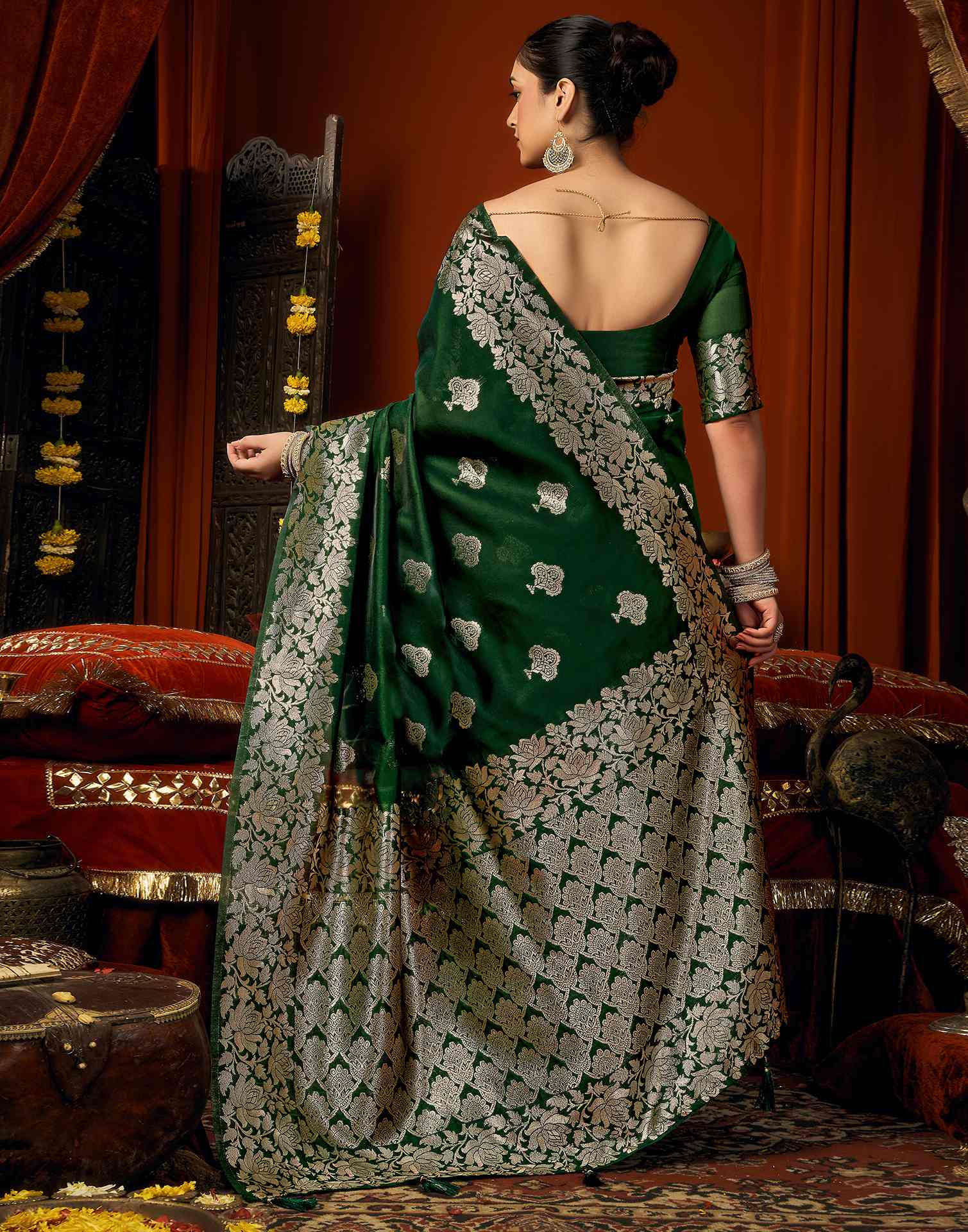 Green Silk Woven Banarasi Saree