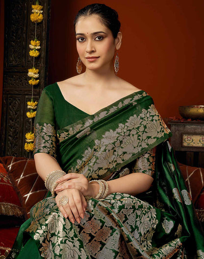 Green Silk Woven Banarasi Saree