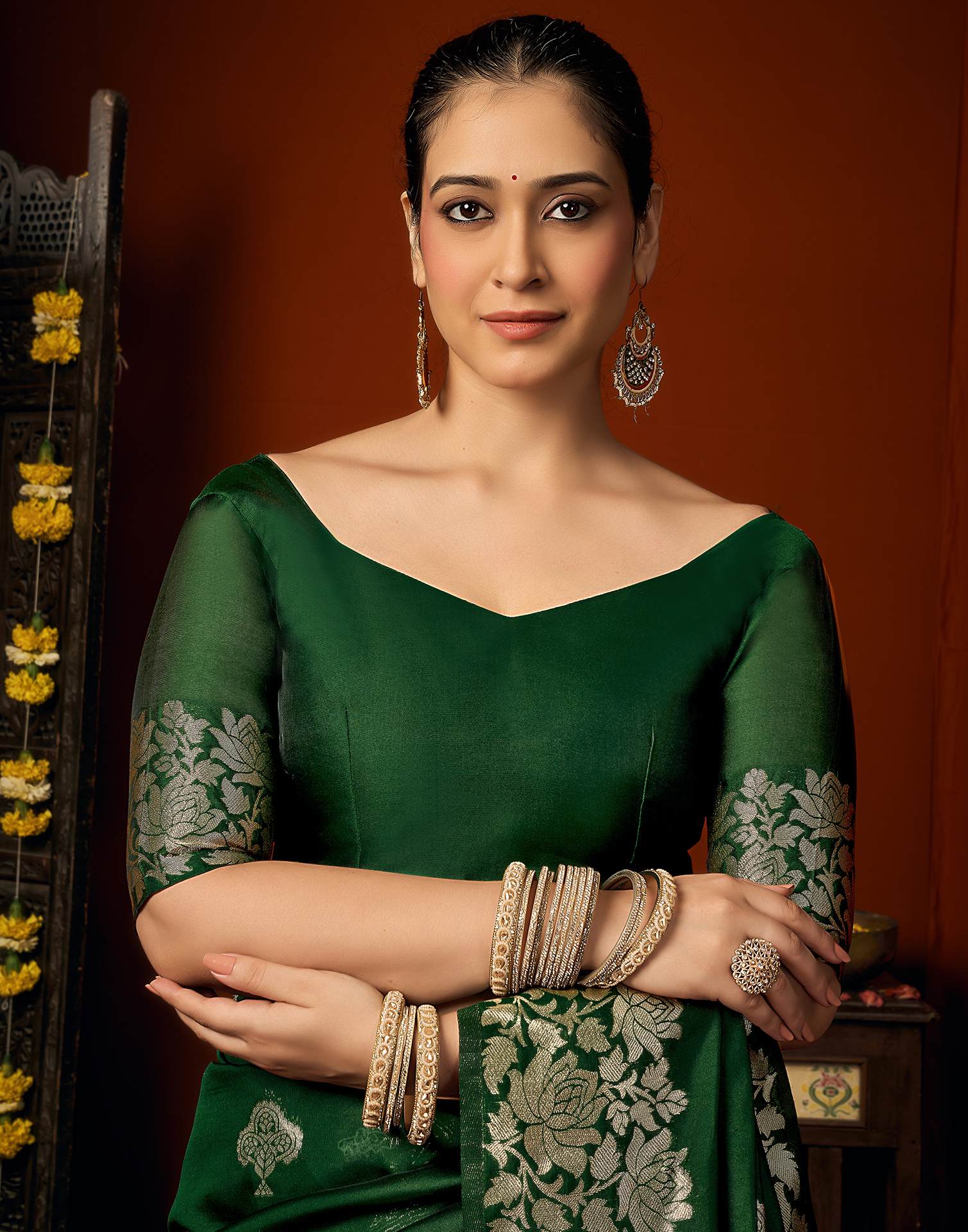 Green Silk Woven Banarasi Saree