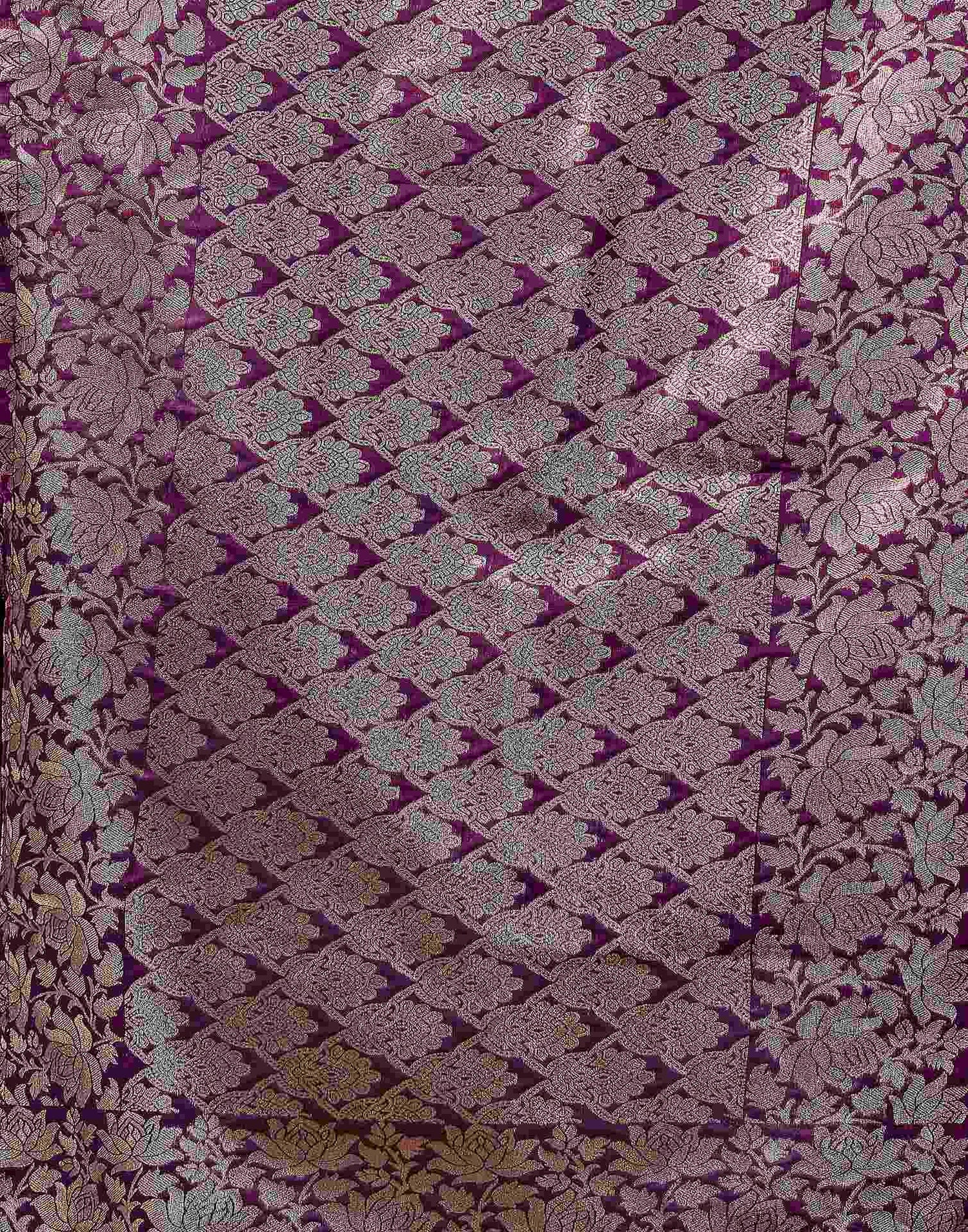 Dark Purple Silk Woven Banarasi Saree