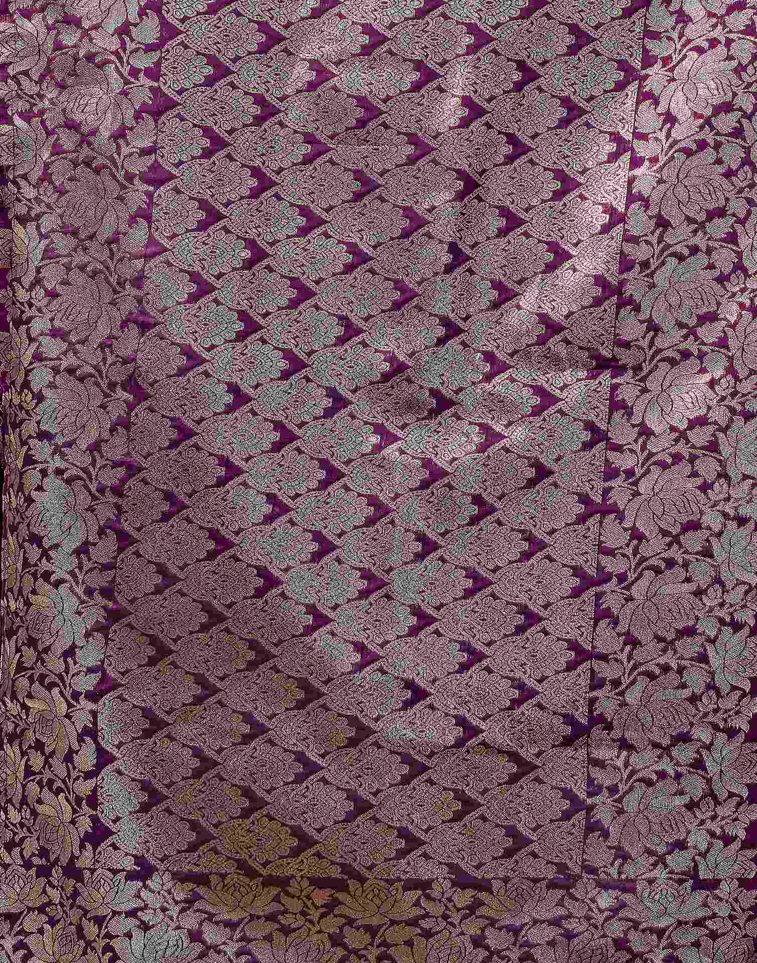 Dark Purple Silk Woven Banarasi Saree
