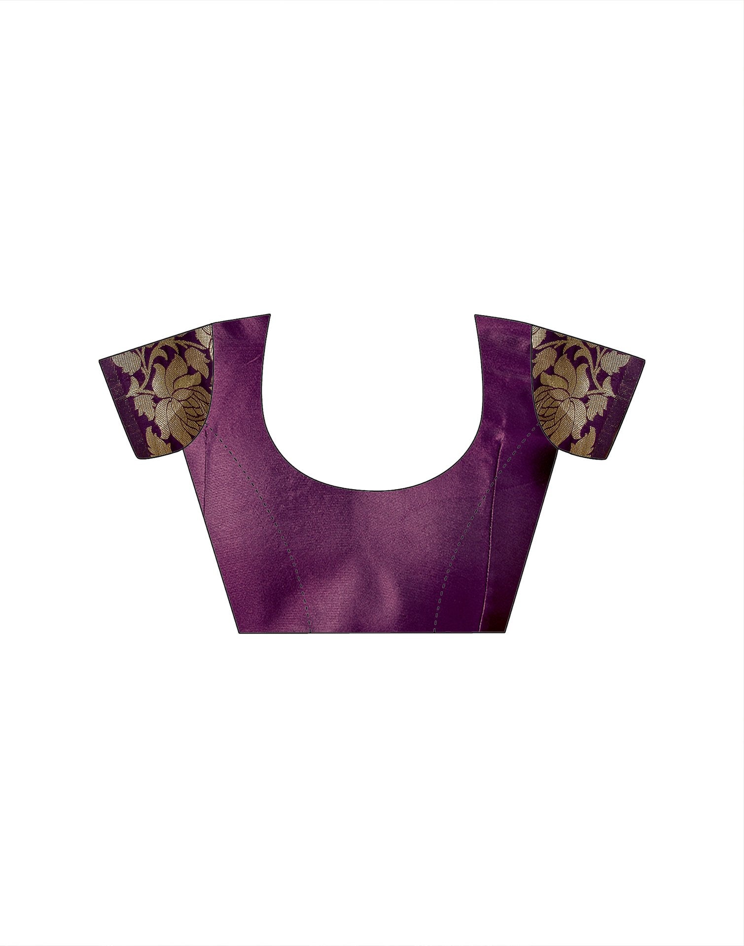 Dark Purple Silk Woven Banarasi Saree