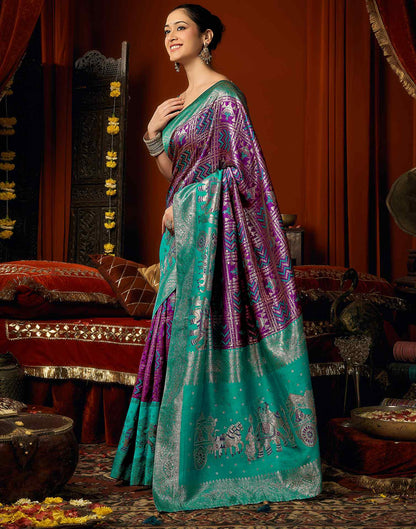 Dark Purple Silk Woven Banarasi Saree