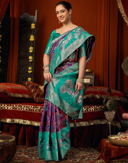 Dark Purple Silk Woven Banarasi Saree