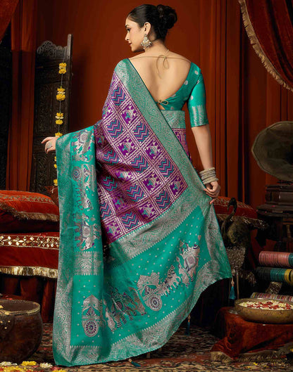 Dark Purple Silk Woven Banarasi Saree
