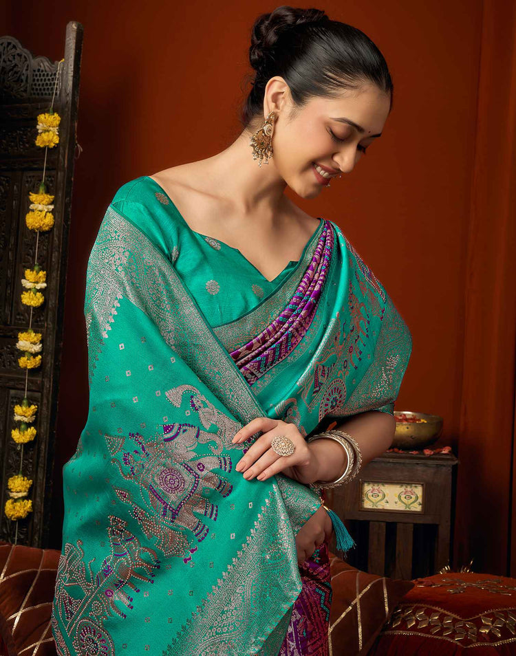 Dark Purple Silk Woven Banarasi Saree