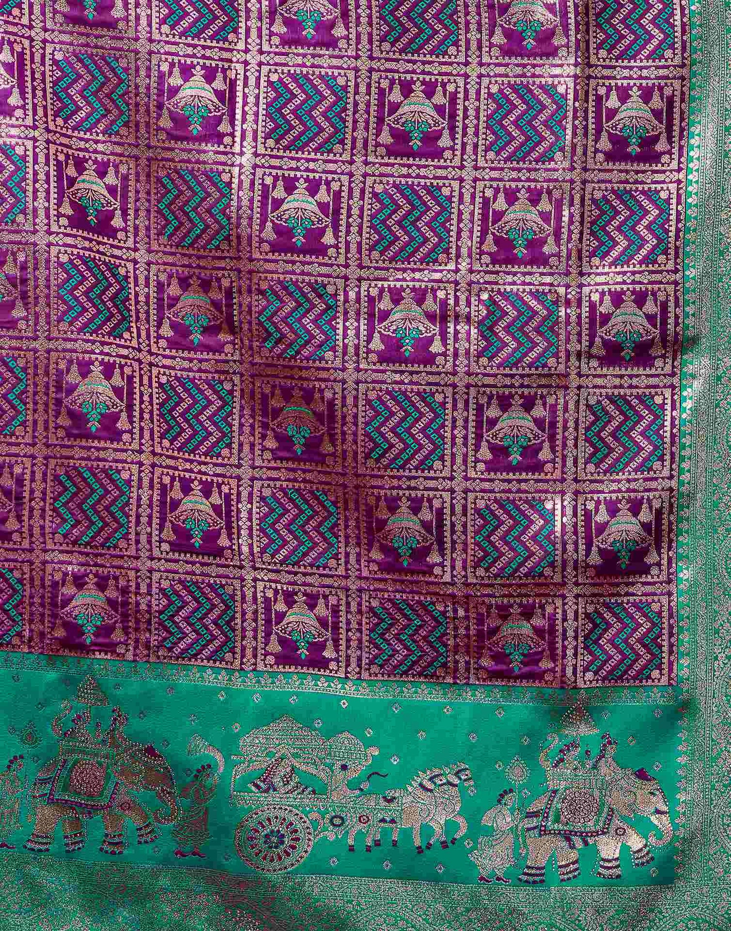 Dark Purple Silk Woven Banarasi Saree
