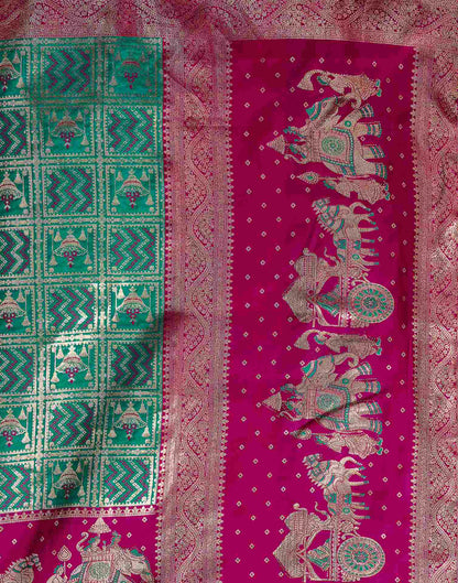 Teal Blue Silk Woven Banarasi Saree