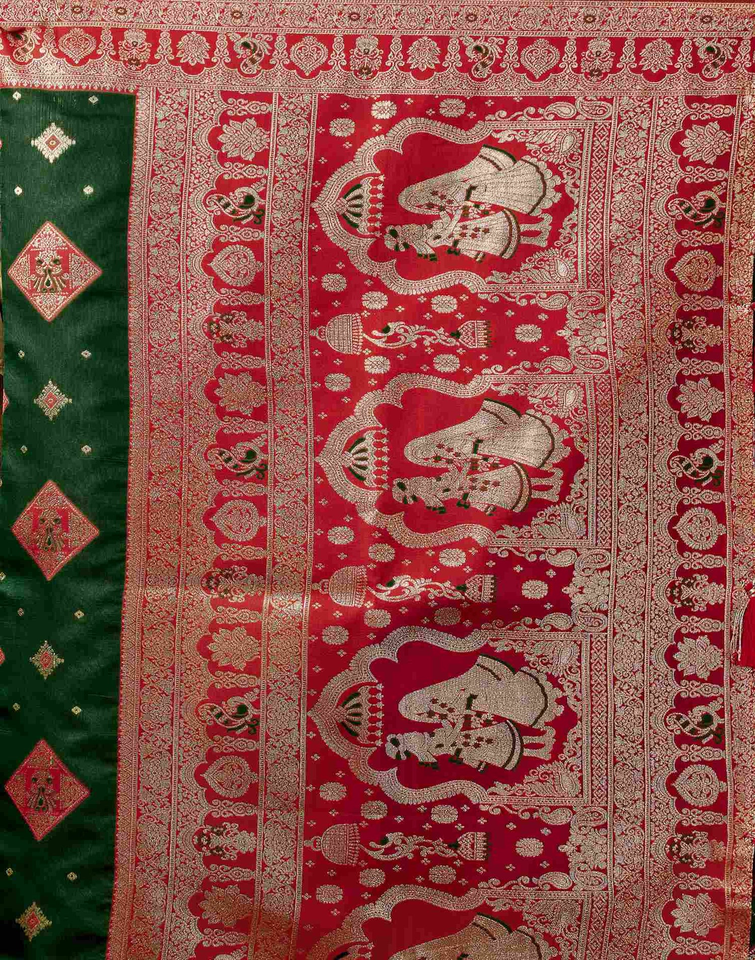 Dark Green Silk Woven Banarasi Saree