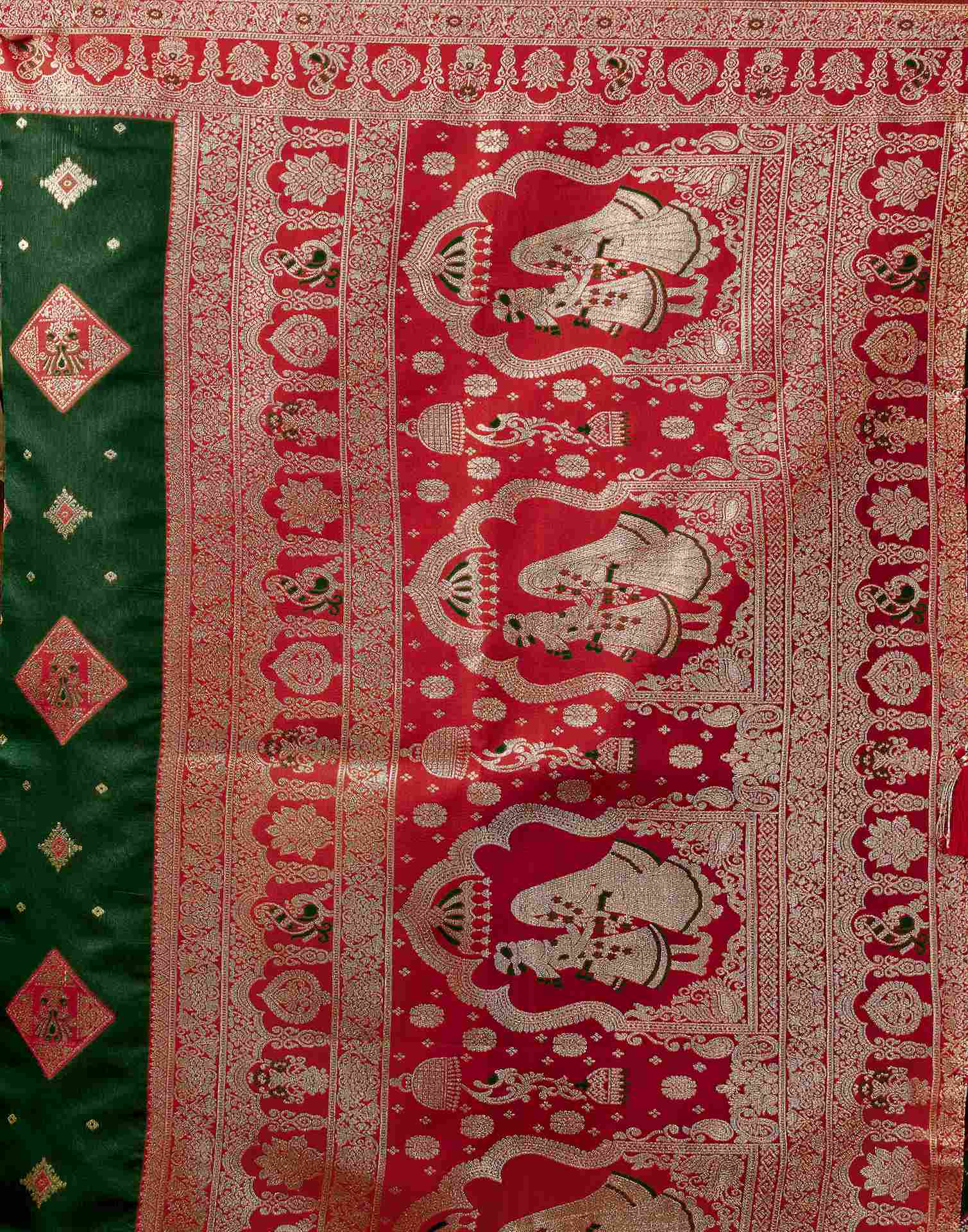 Dark Green Silk Woven Banarasi Saree