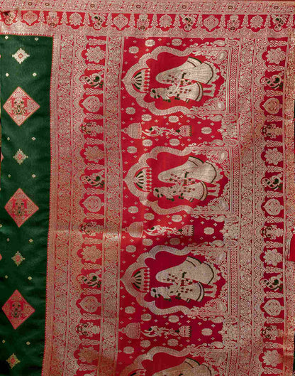 Dark Green Silk Woven Banarasi Saree