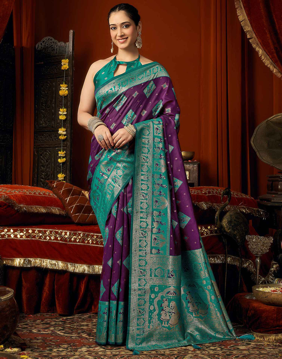 Purple Silk Woven Banarasi Saree