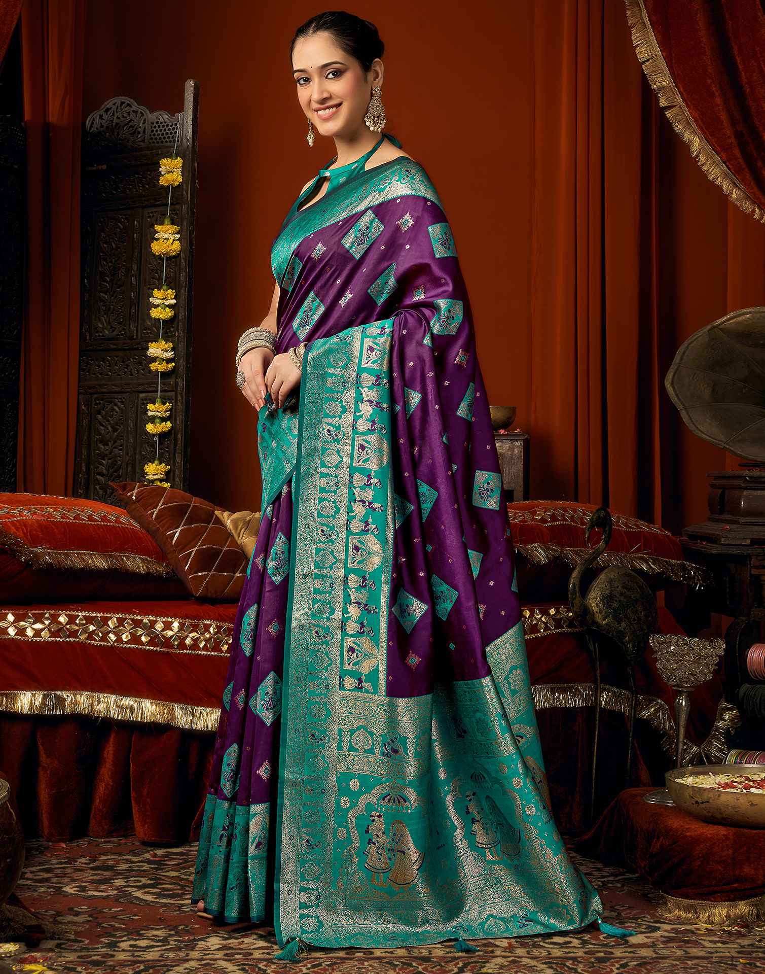 Purple Silk Woven Banarasi Saree