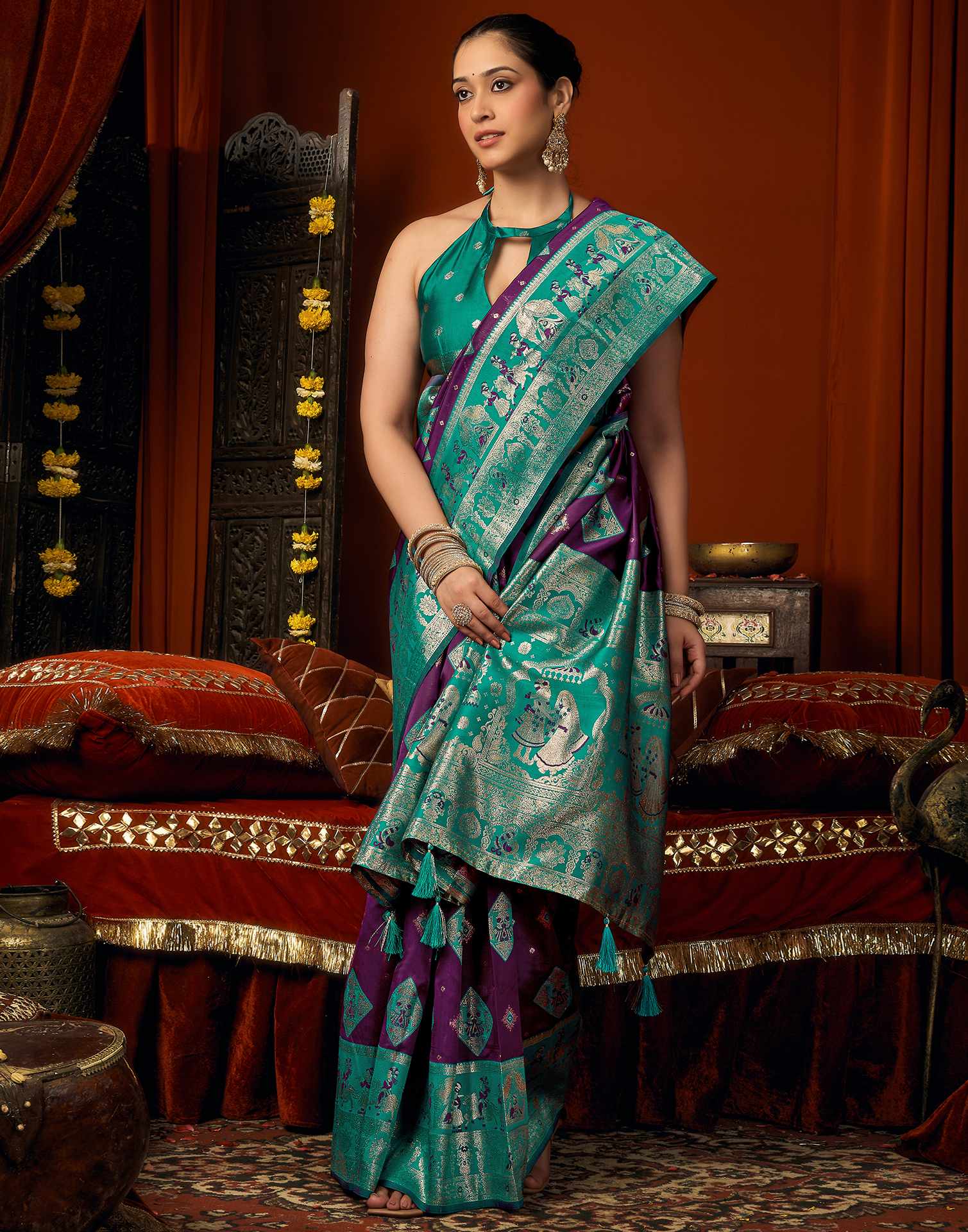 Purple Silk Woven Banarasi Saree