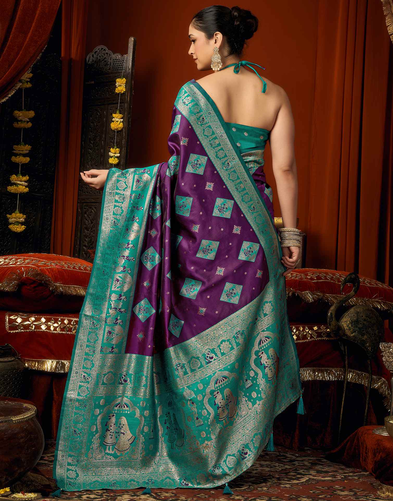 Purple Silk Woven Banarasi Saree