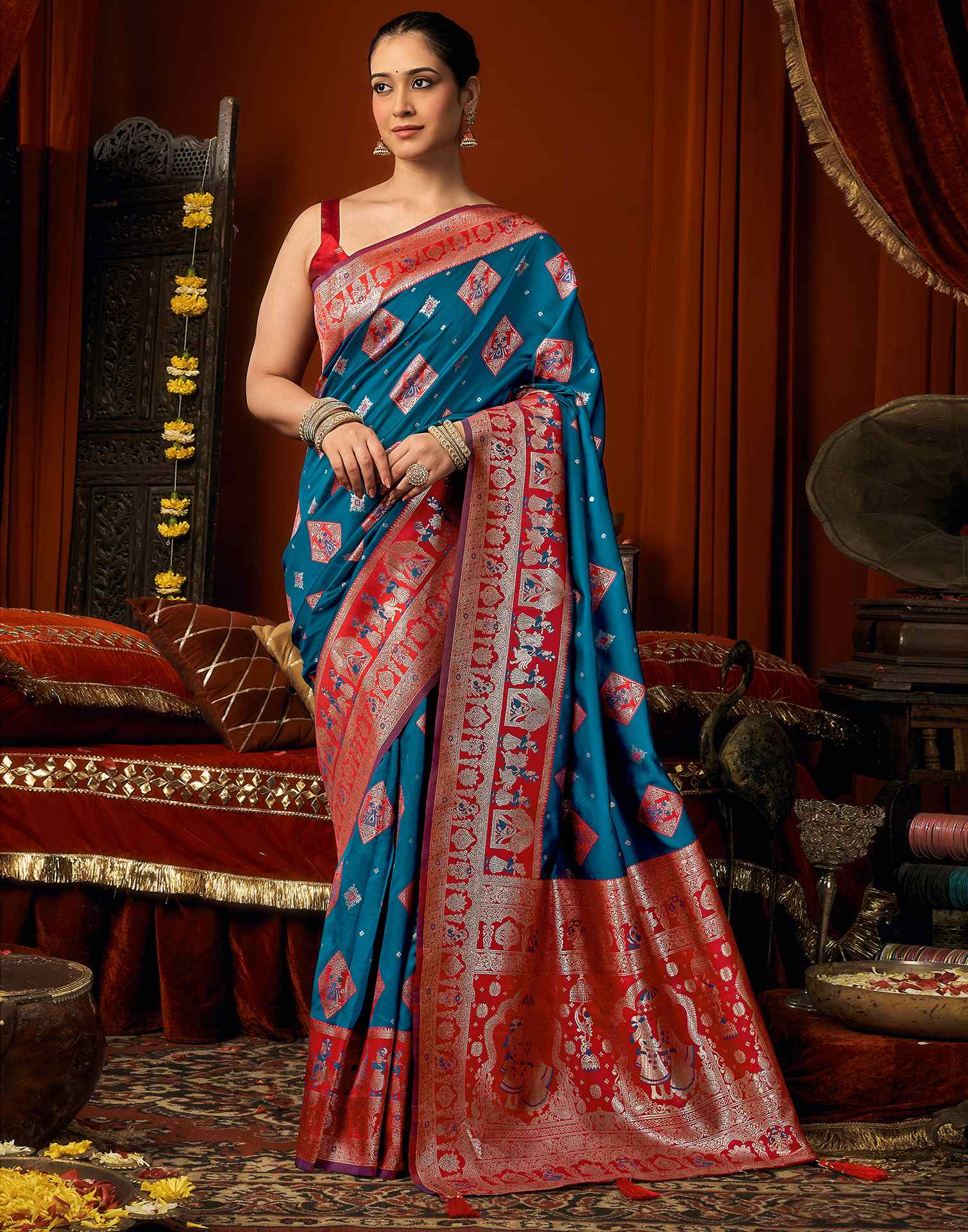 Blue Silk Woven Banarasi Saree
