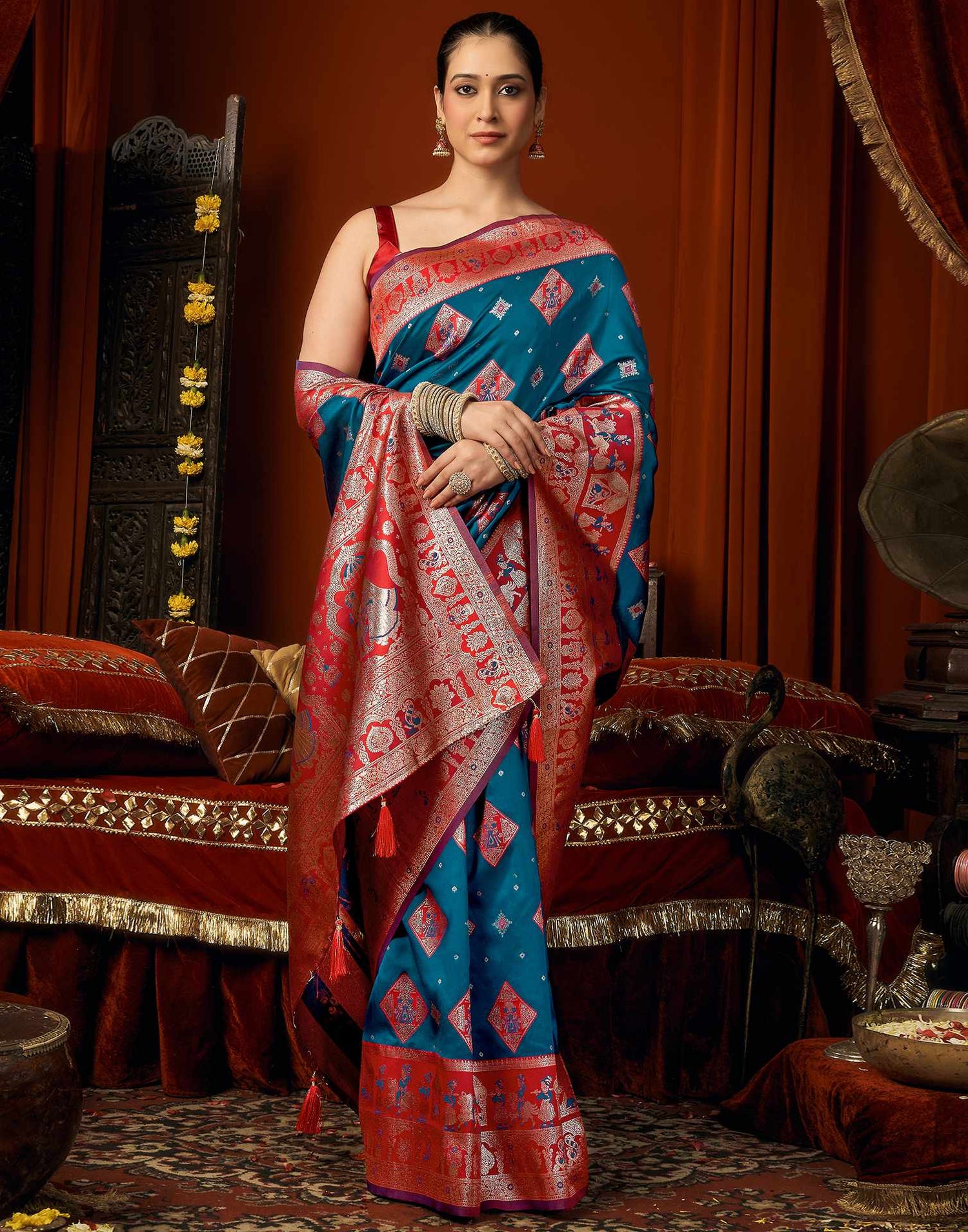 Blue Silk Woven Banarasi Saree