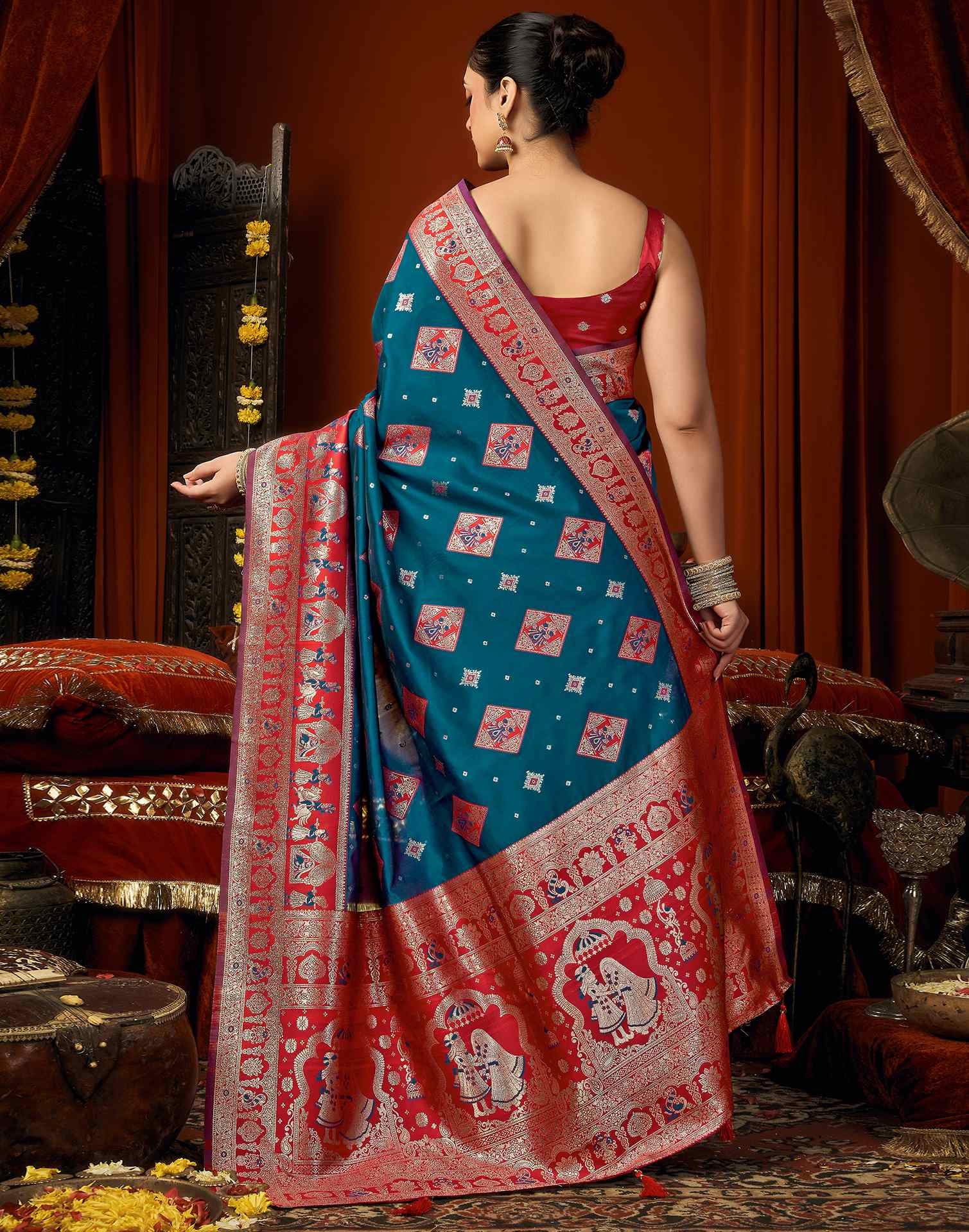 Blue Silk Woven Banarasi Saree