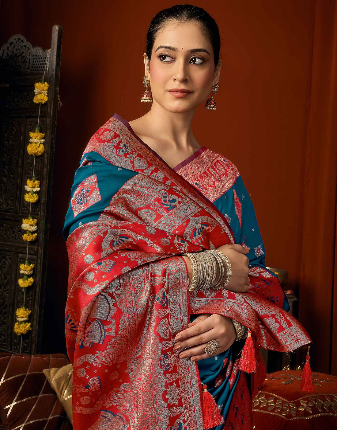 Blue Silk Woven Banarasi Saree
