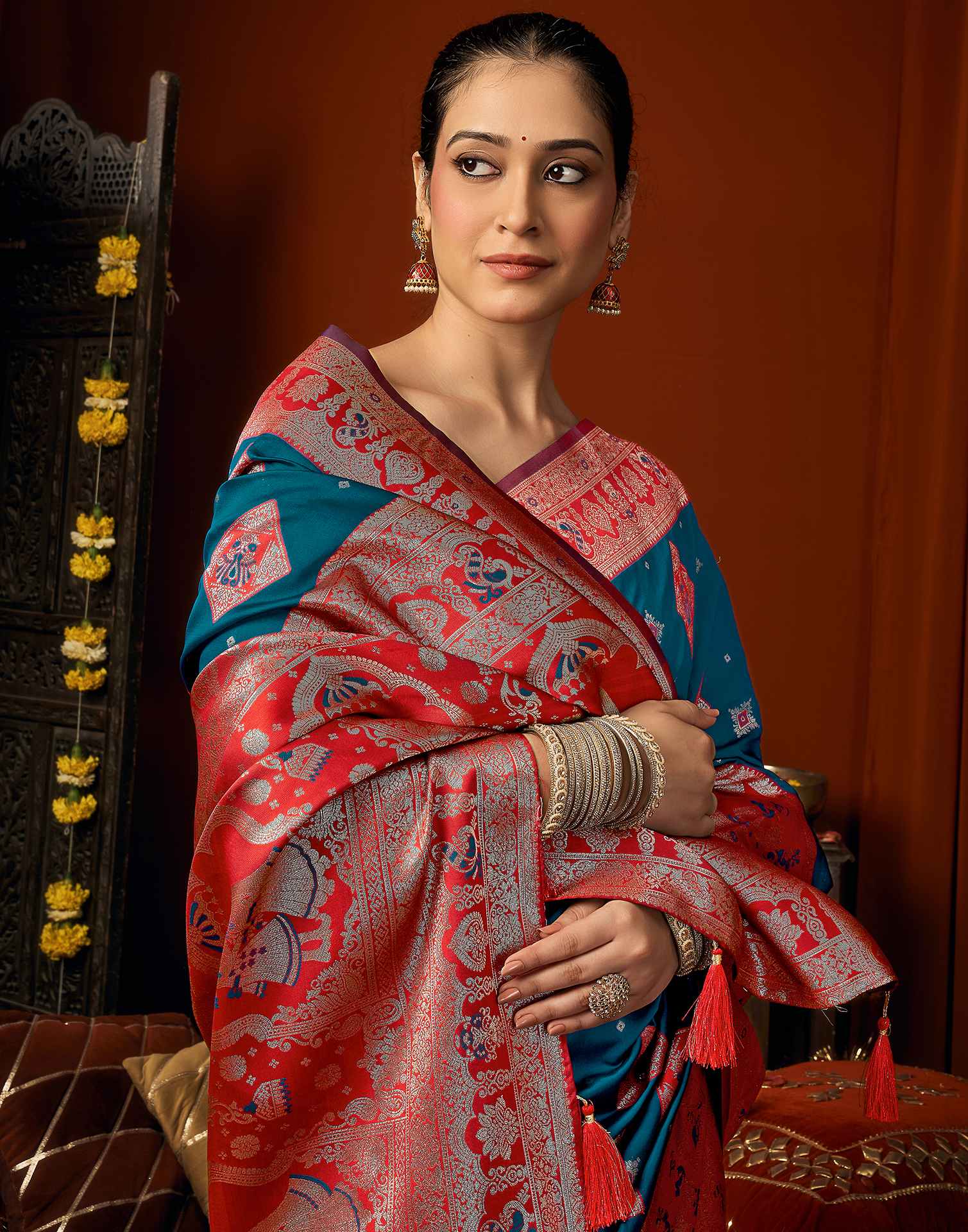 Blue Silk Woven Banarasi Saree