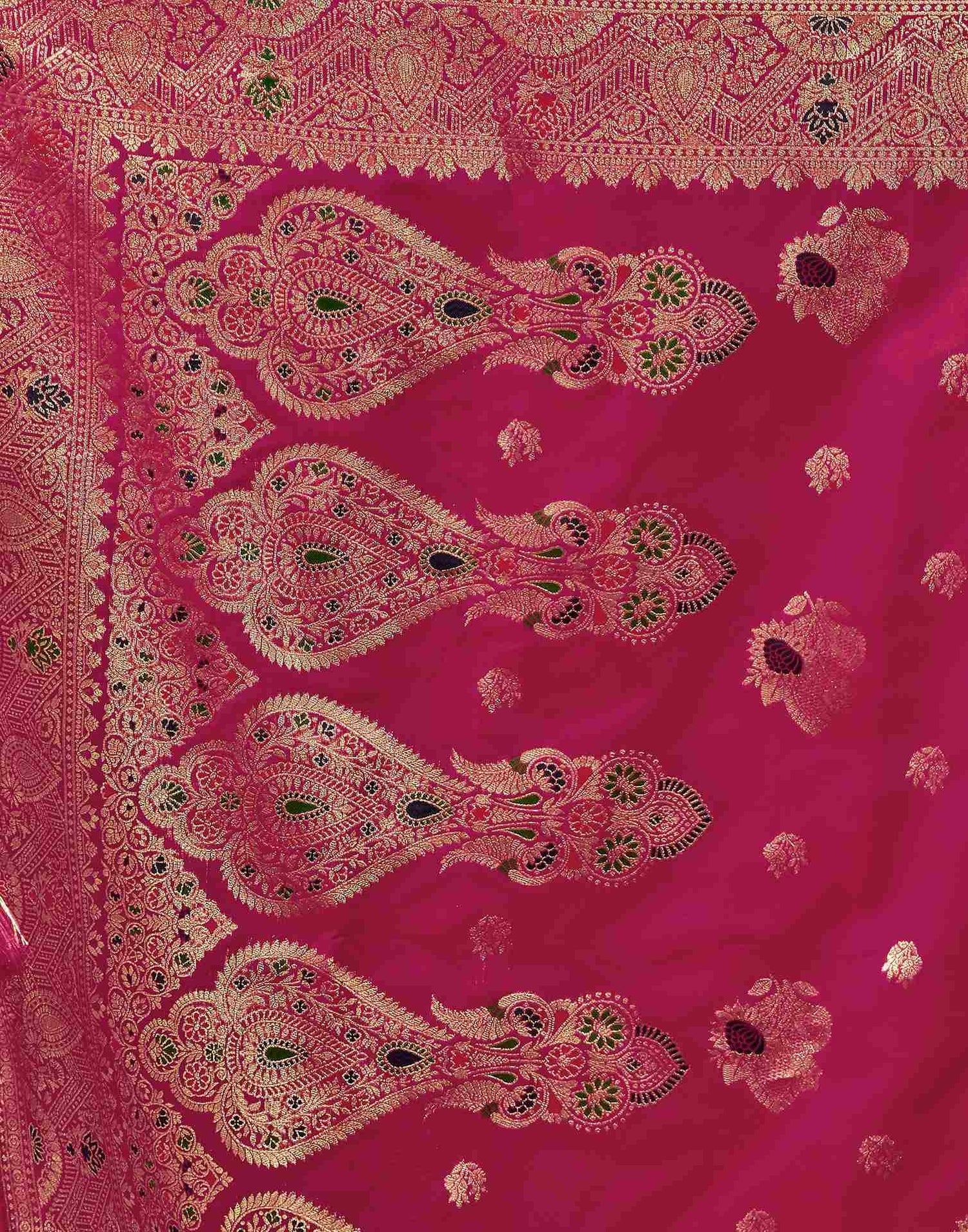 Pink Silk Woven Banarasi Saree