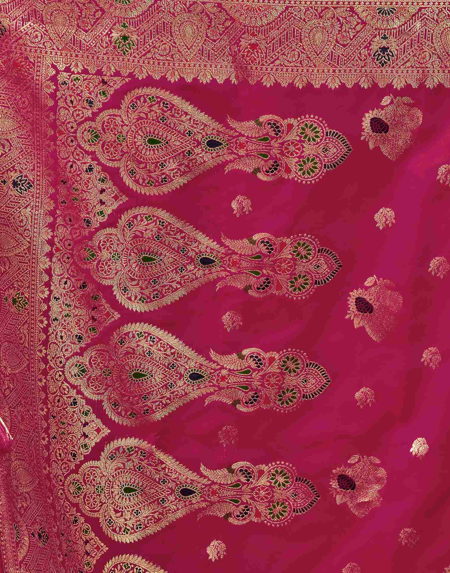 Pink Silk Woven Banarasi Saree