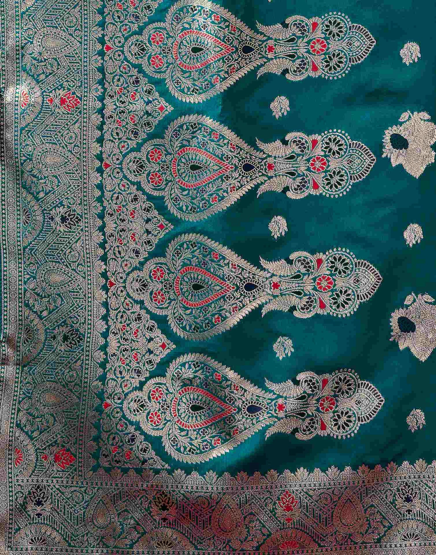 Peacock Blue Silk Woven Banarasi Saree