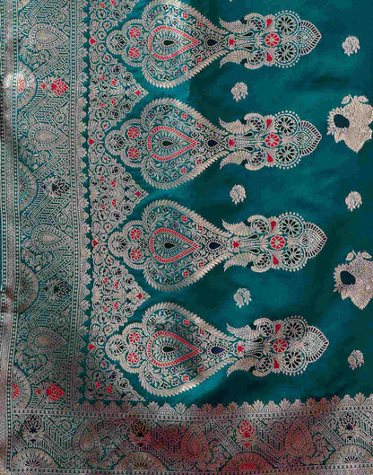 Peacock Blue Silk Woven Banarasi Saree