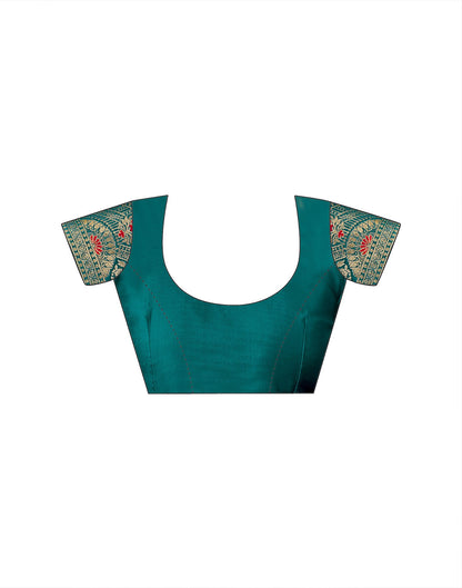 Peacock Blue Silk Woven Banarasi Saree